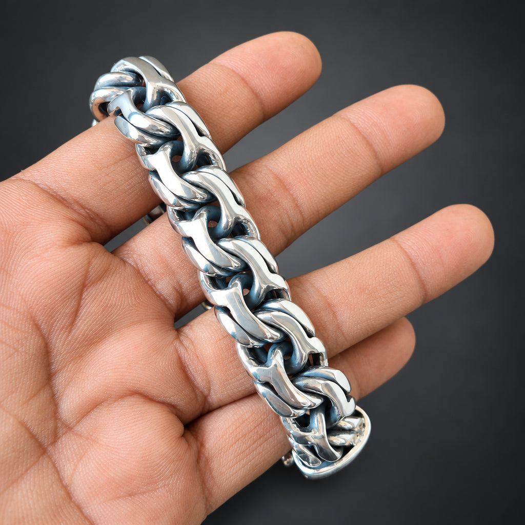 15mm 999 Pure Silver Bismarck Bracelet for Men