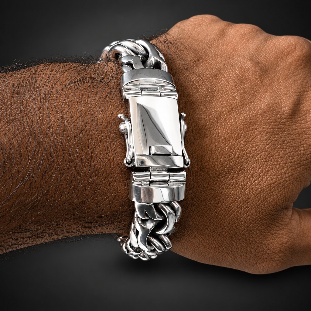 15mm 999 Pure Silver Bismarck Bracelet for Men