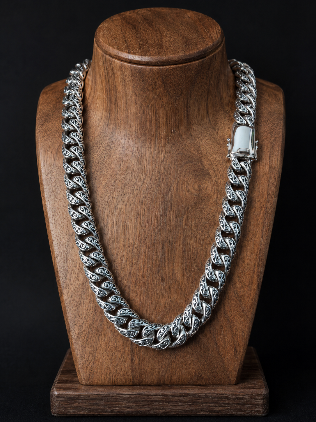 15 mm Curb Chain Necklace, Handmade 999 Pure Silver, Men's Jewelry (Salinan)