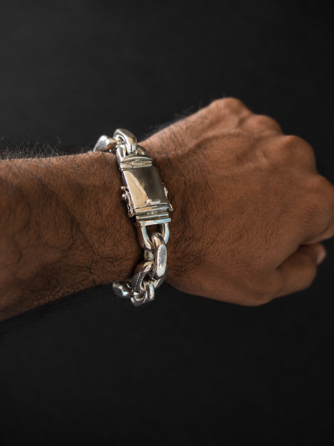 Handmade 999 Silver Anchor Bracelet, Heavy Link Chain.