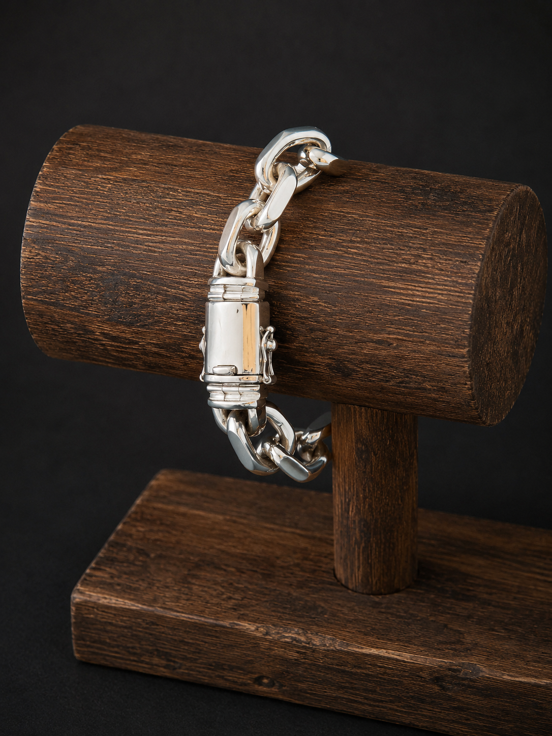 Handmade 999 Silver Anchor Bracelet, Heavy Link Chain.
