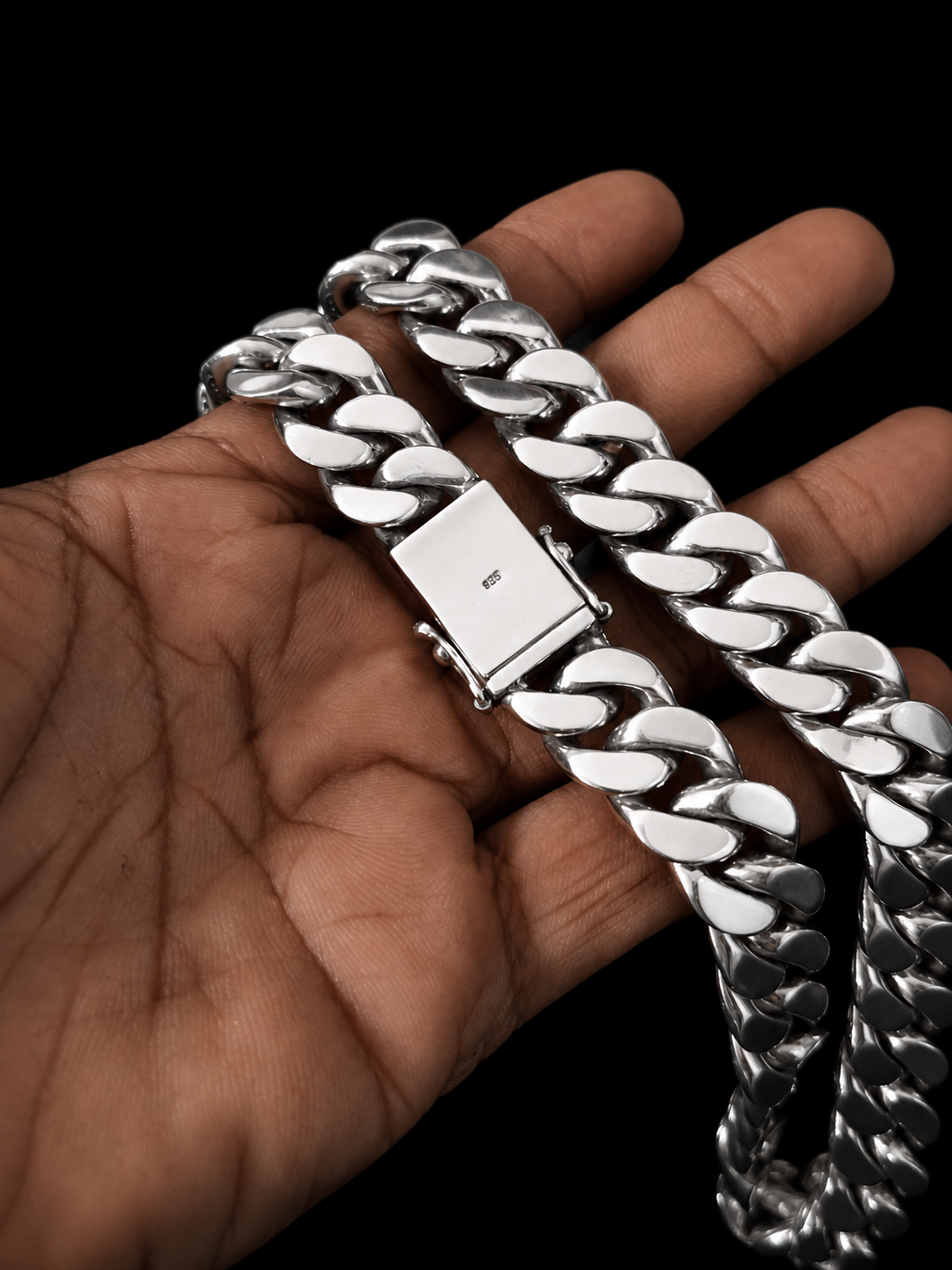 15 mm Curb Chain Necklace, Handmade 999 Pure Silver, Men's Jewelry (Salinan)