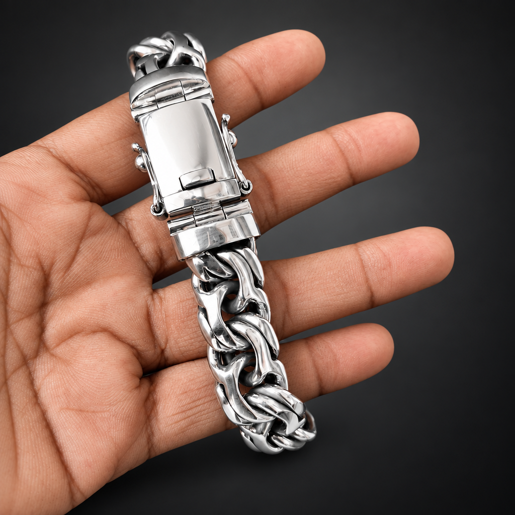 15mm 999 Pure Silver Bismarck Bracelet for Men