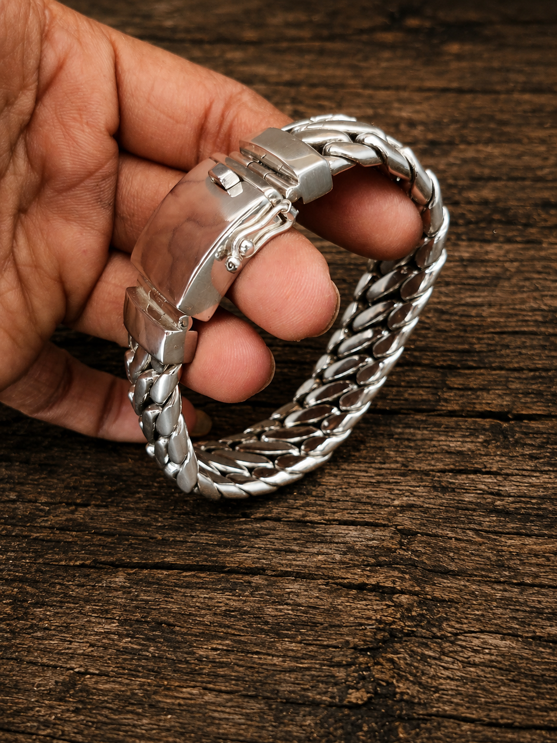 999 silver chain, Woven Snake Bracelet, Men's Bracelet, Custom engraving (Salinan)