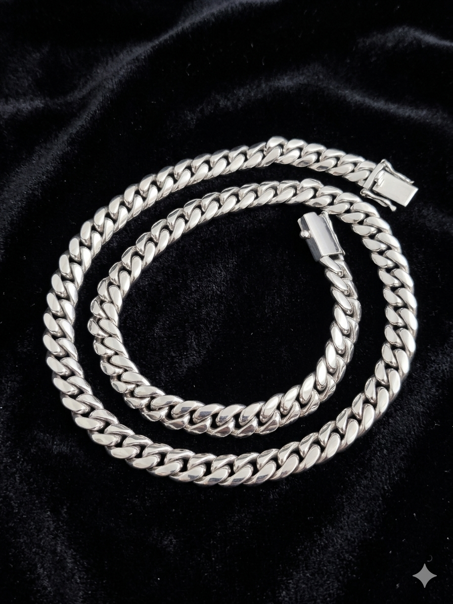 12 mm Men's 999 Pure Silver Curb Chain Necklace - Bali Handmade