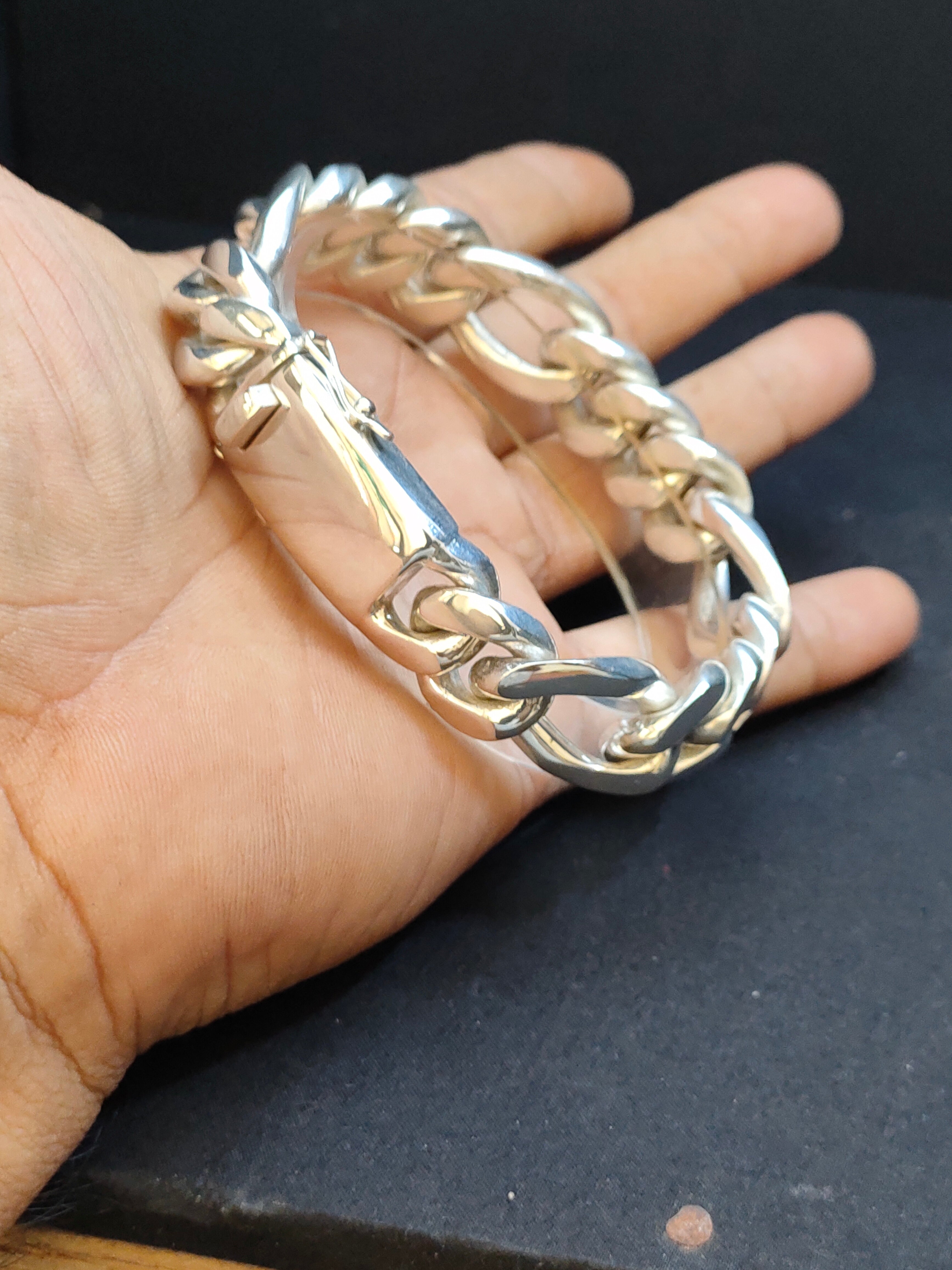 Figaro silver Chain, Men's silver bracelet, Custom engraving. Gifts for men.
