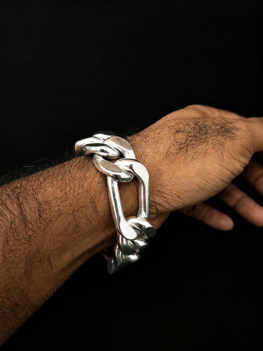 Heavy 999 Solid Silver, 20 mm Figaro Chain Bracelet - Handmade jewelry