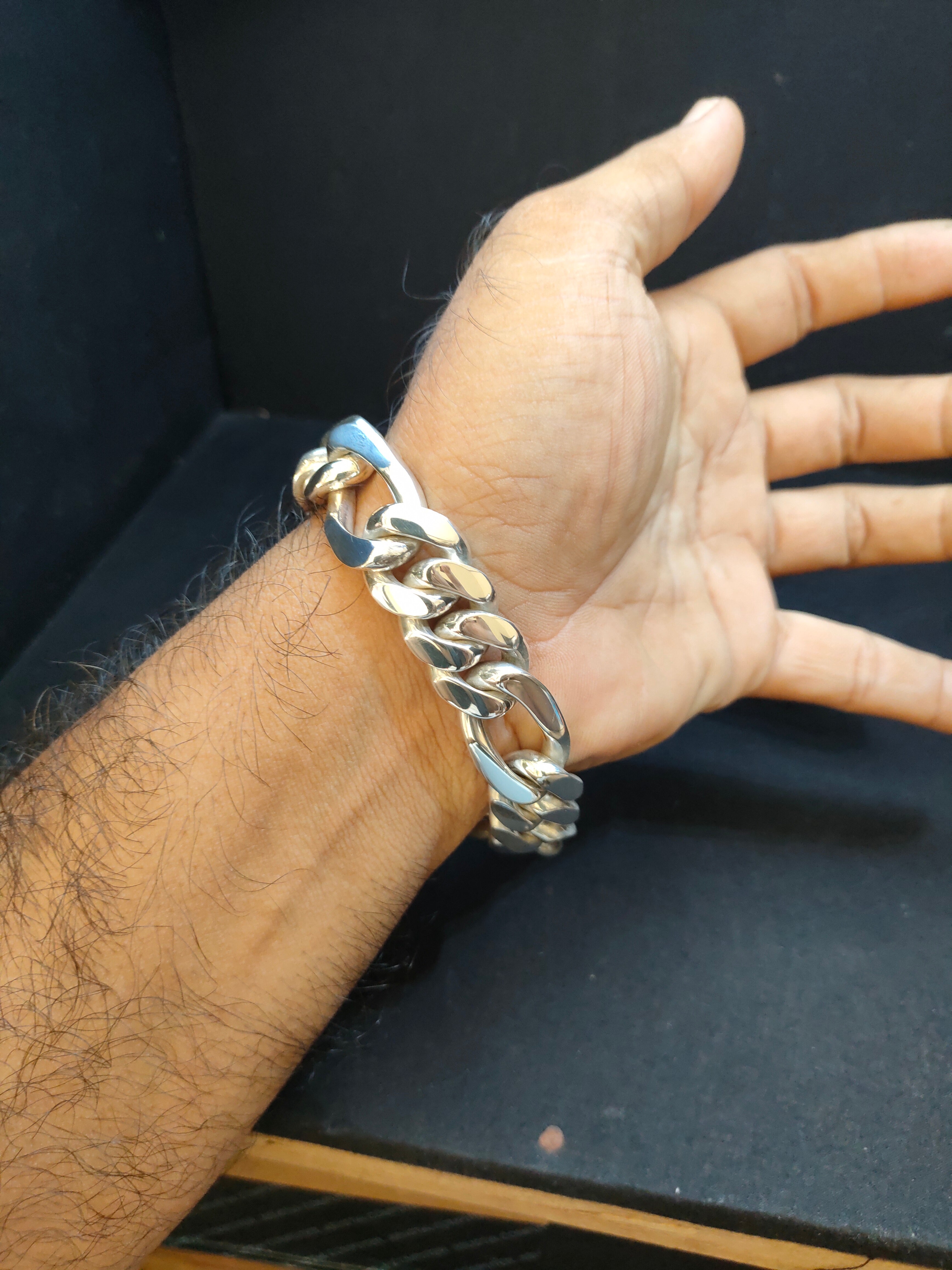 Figaro silver Chain, Men's silver bracelet, Custom engraving. Gifts for men.