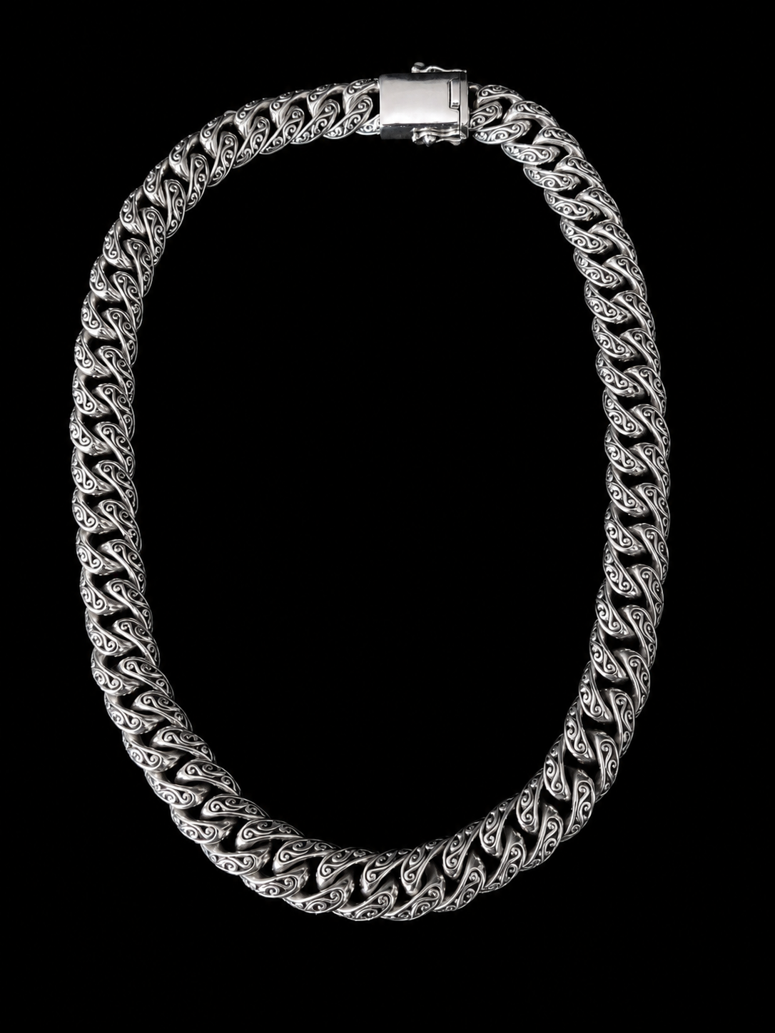 15 mm Curb Chain Necklace, Handmade 999 Pure Silver, Men's Jewelry (Salinan)
