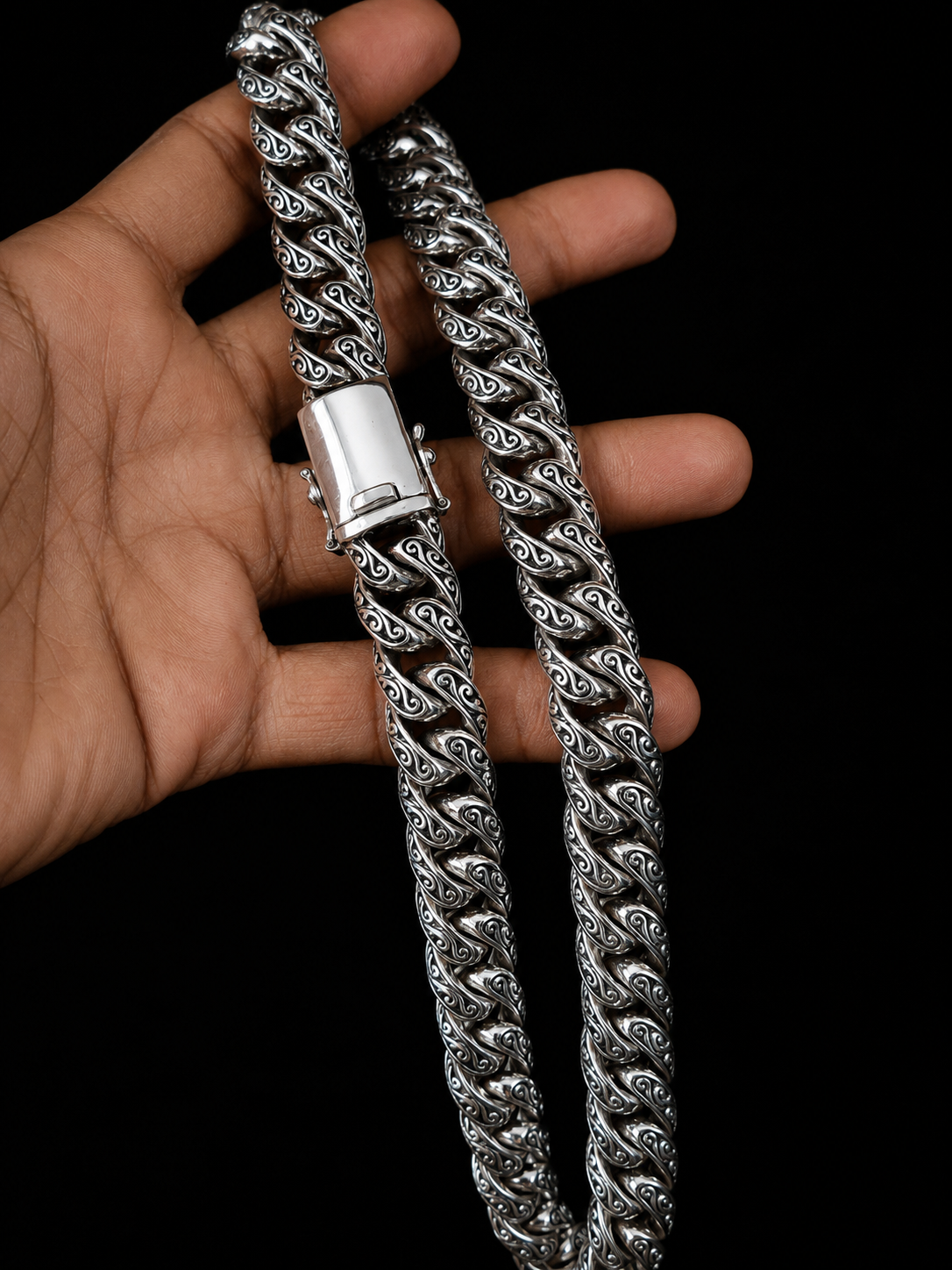 15 mm Curb Chain Necklace, Handmade 999 Pure Silver, Men's Jewelry (Salinan)