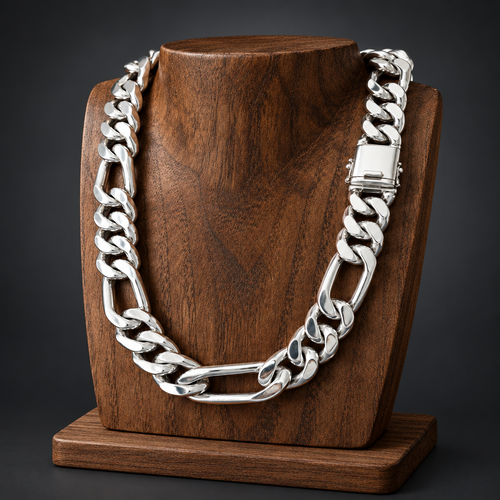 20mm Heavy 999 Silver Figaro Chain Necklace, 20"