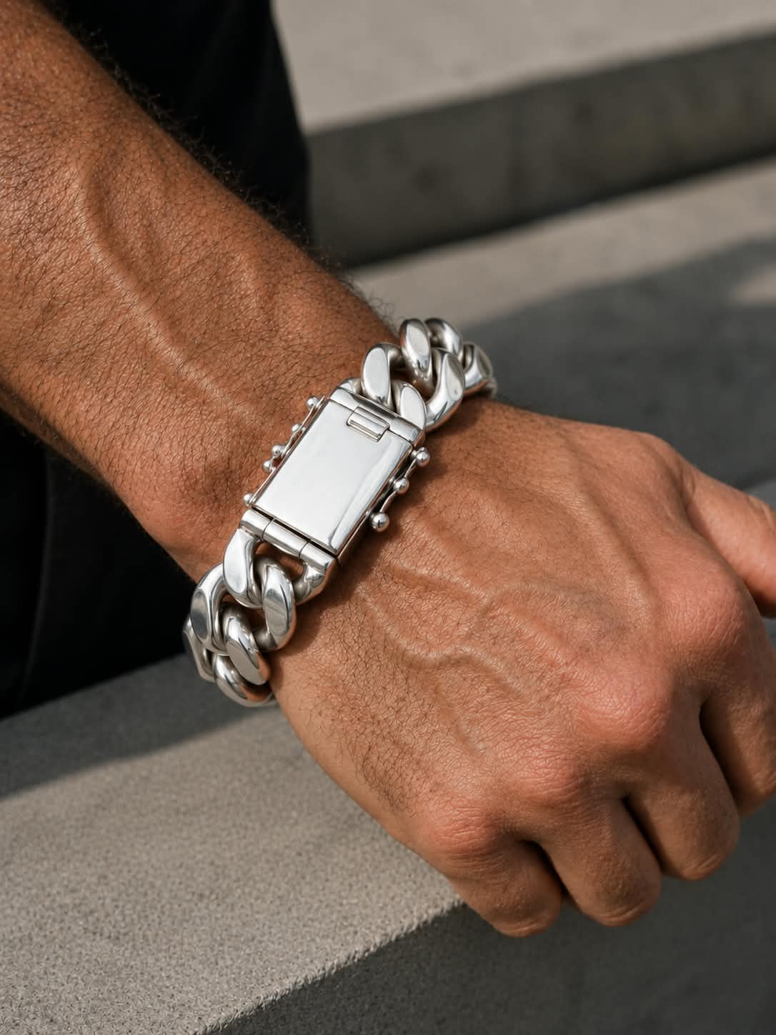 Heavy 999 Solid Silver, 20 mm Figaro Chain Bracelet - Handmade jewelry