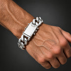 Heavy 999 Solid Silver 20 mm Figaro Chain Bracelet