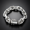 A chunky silver-toned metal chain bracelet with a polished clasp.