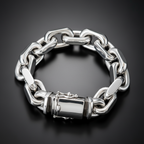 A chunky silver-toned metal chain bracelet with a polished clasp.