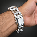 Heavy 999 Solid Silver 20 mm Figaro Chain Bracelet