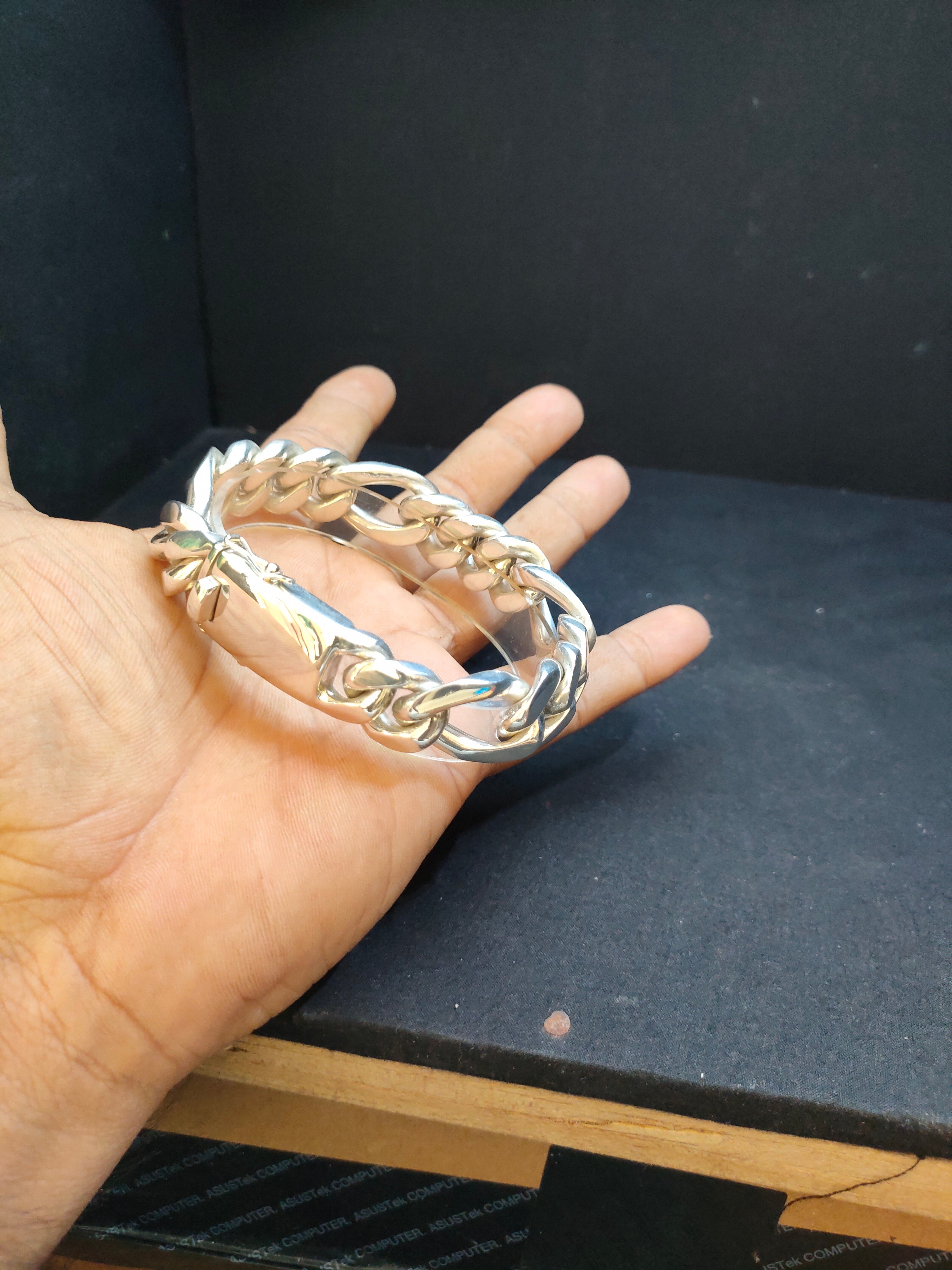 Figaro silver Chain, Men's silver bracelet, Custom engraving. Gifts for men.