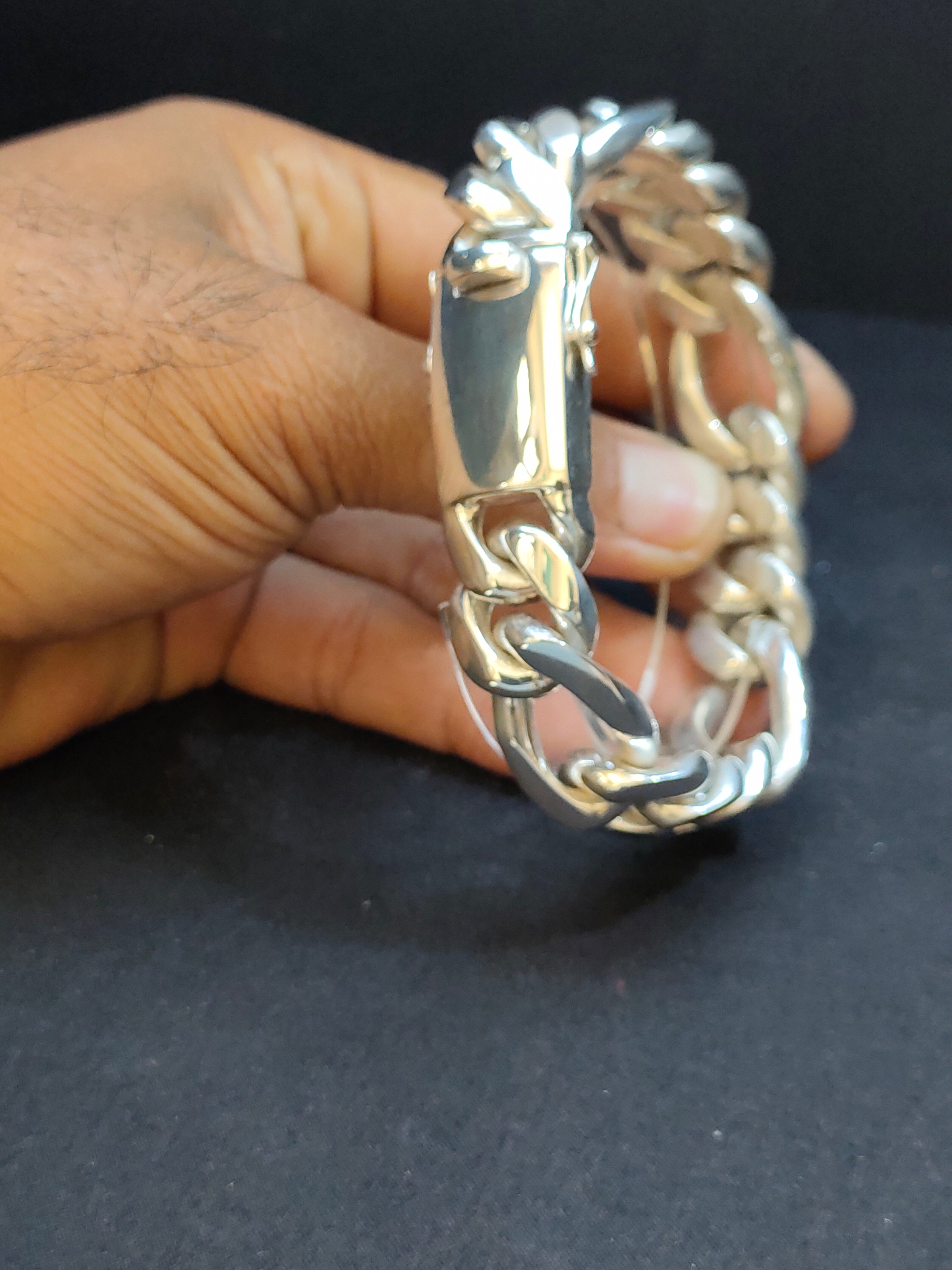 Figaro silver Chain, Men's silver bracelet, Custom engraving. Gifts for men.