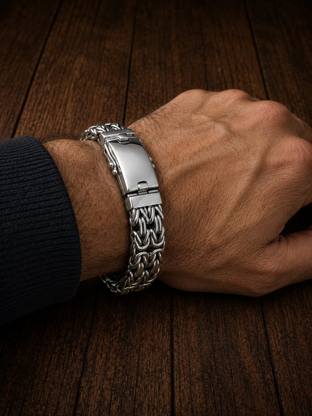 Mena silver bracelet, 999 silver chains, byzantine chain, Gifts for men