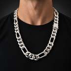 20mm Heavy 999 Silver Figaro Chain Necklace, 20"
